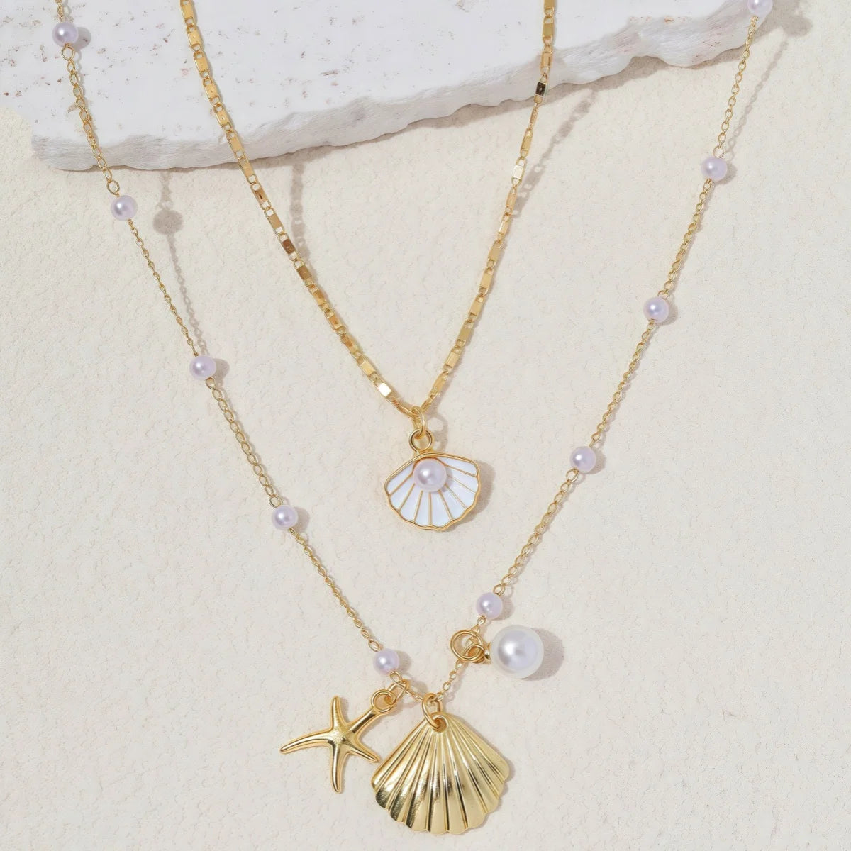 סט שרשרת צדפים